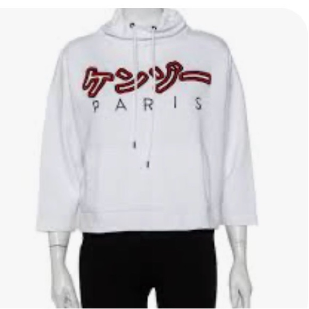 Kenzo Paris White sweatshirt mock neck with drawstring size XS